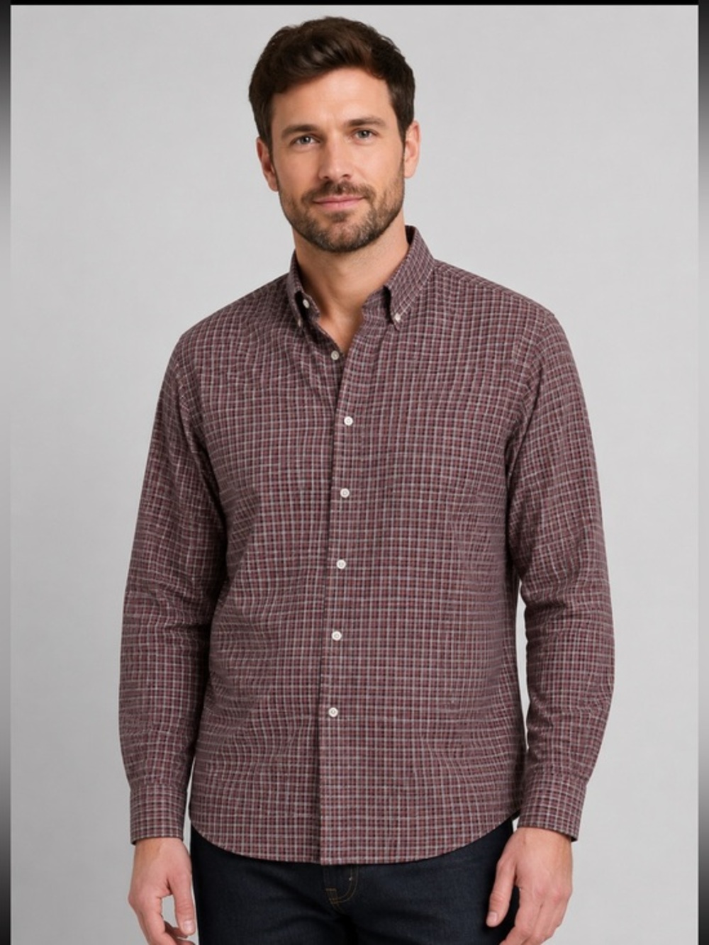 L.L. Bean Red and Black Slightly fitted  Wrinkle resist Plaid Shirt in lg